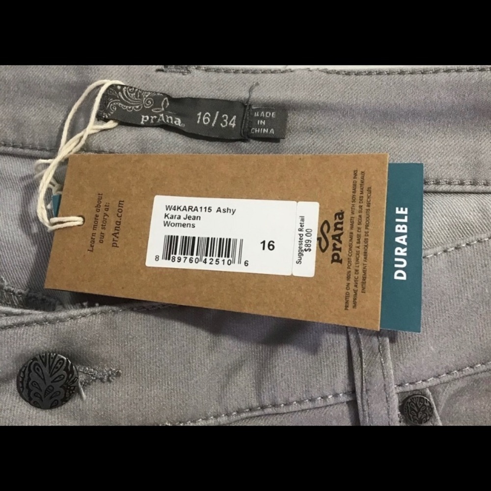 New prANa Standard Kara Jean, Ashley Gray, size 16
